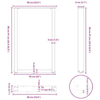 Gambe Tavolino da Caffè a U 2 pz Nero 60x(90-91) cm in Acciaio 4013224