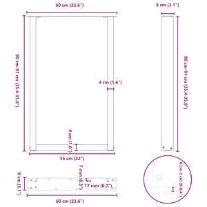 Gambe Tavolino da Caffè a U 2 pz Nero 60x(90-91) cm in Acciaio 4013224