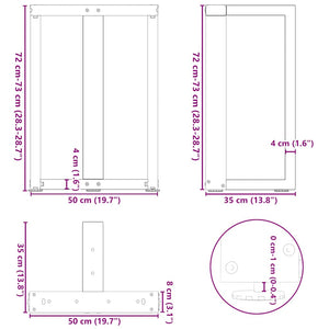 Gambe Tavolo Pranzo a Forma T 2pz Nero 50x35x(72-73)cm Acciaio 4013048