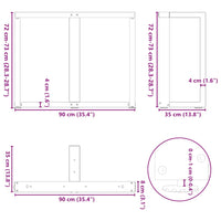 Gambe Tavolo Pranzo a T 2pz Antracite 90x35x(72-73)cm Acciaio 4013066