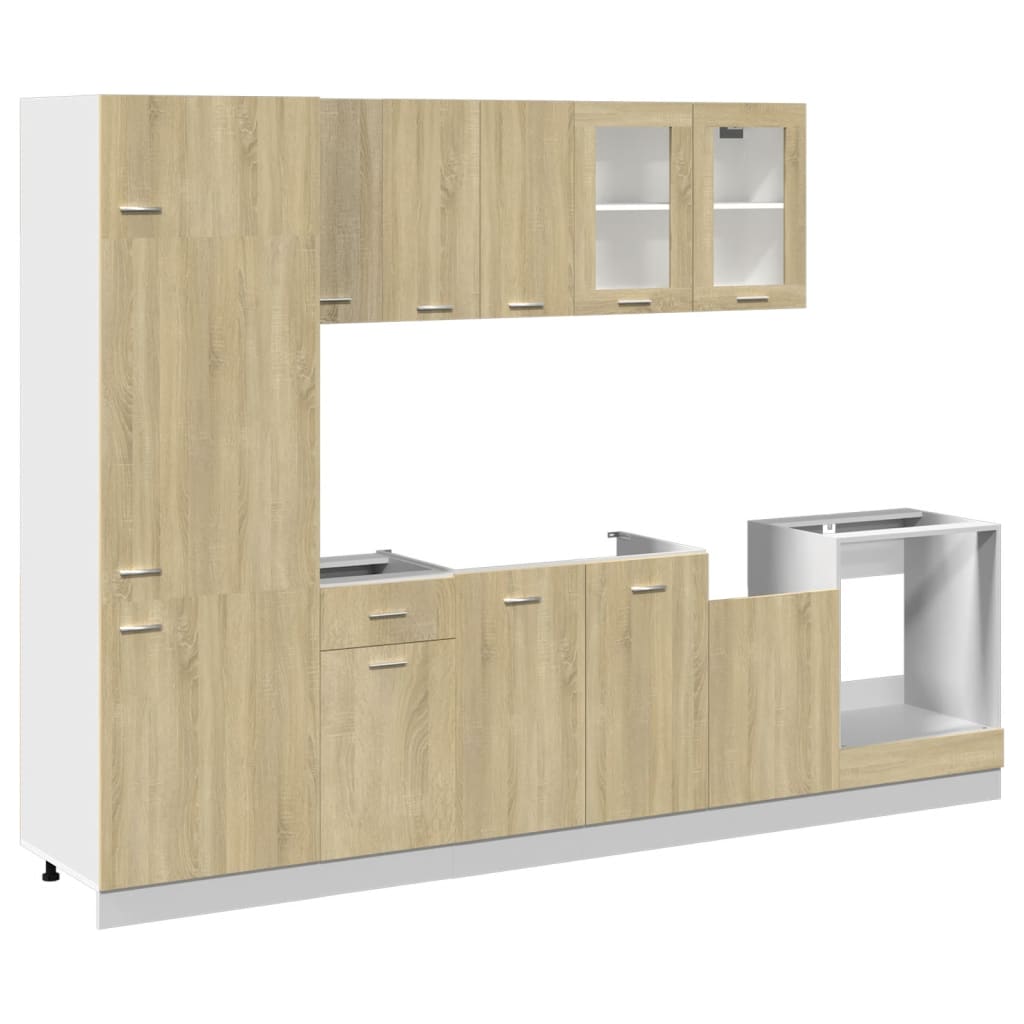 Set Mobili da Cucina 8pz Rovere Sonoma in Truciolato 3307655