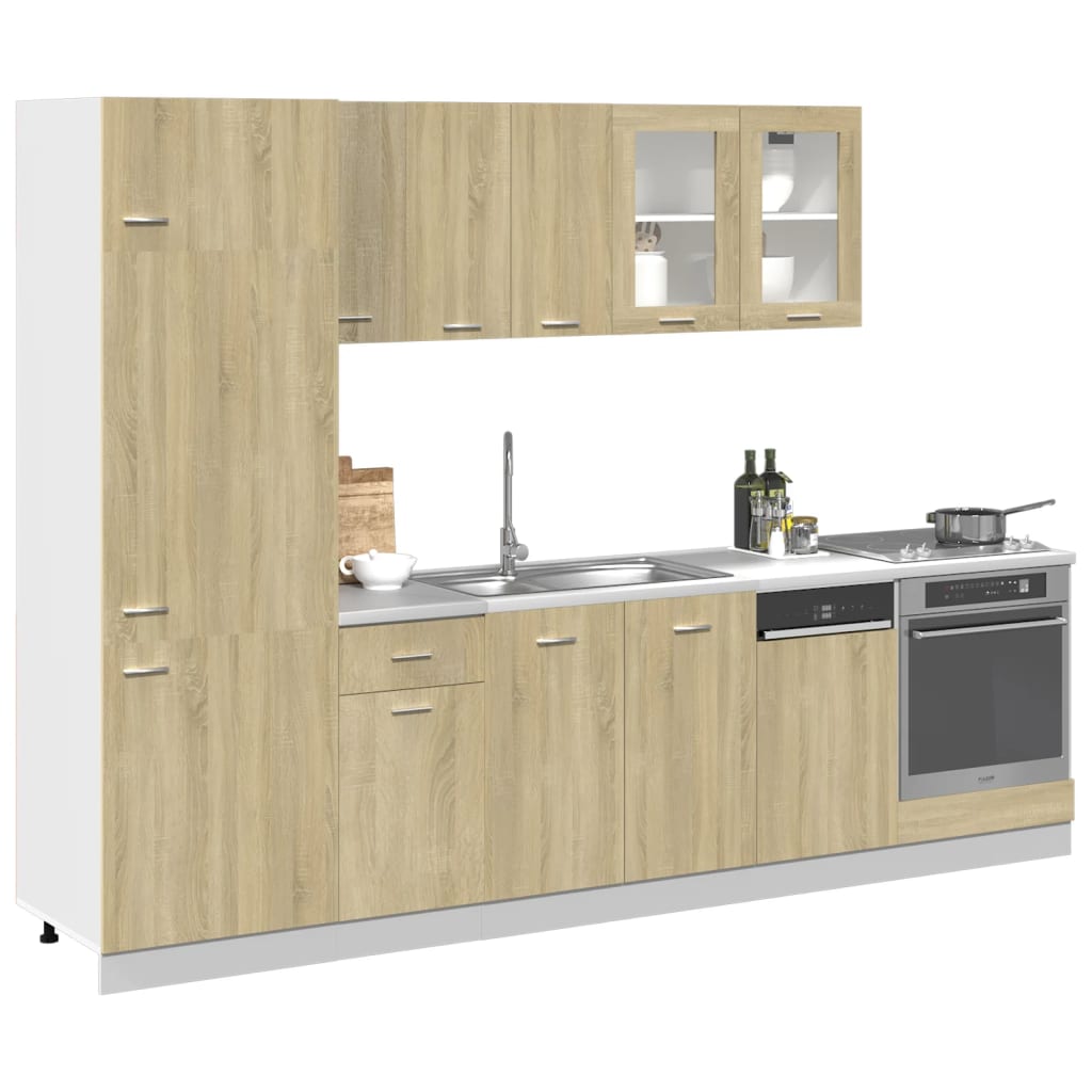 Set Mobili da Cucina 8pz Rovere Sonoma in Truciolato 3307655