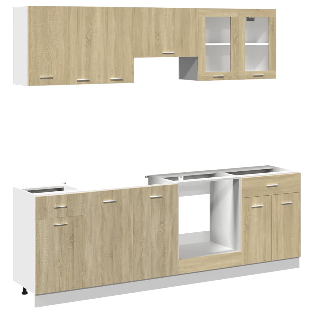 Set Mobili da Cucina 8pz Rovere Sonoma in Truciolato 3307656