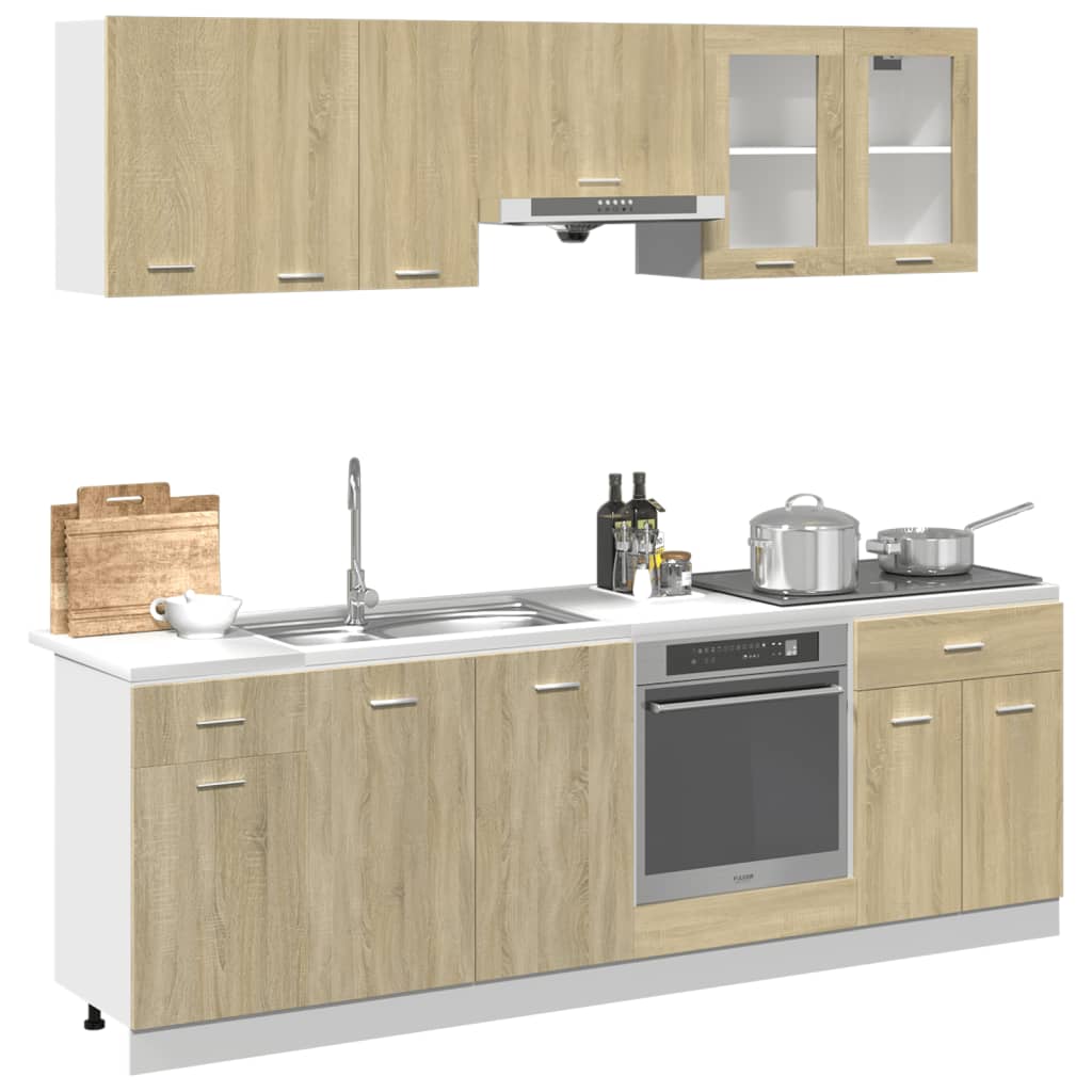 Set Mobili da Cucina 8pz Rovere Sonoma in Truciolato 3307656