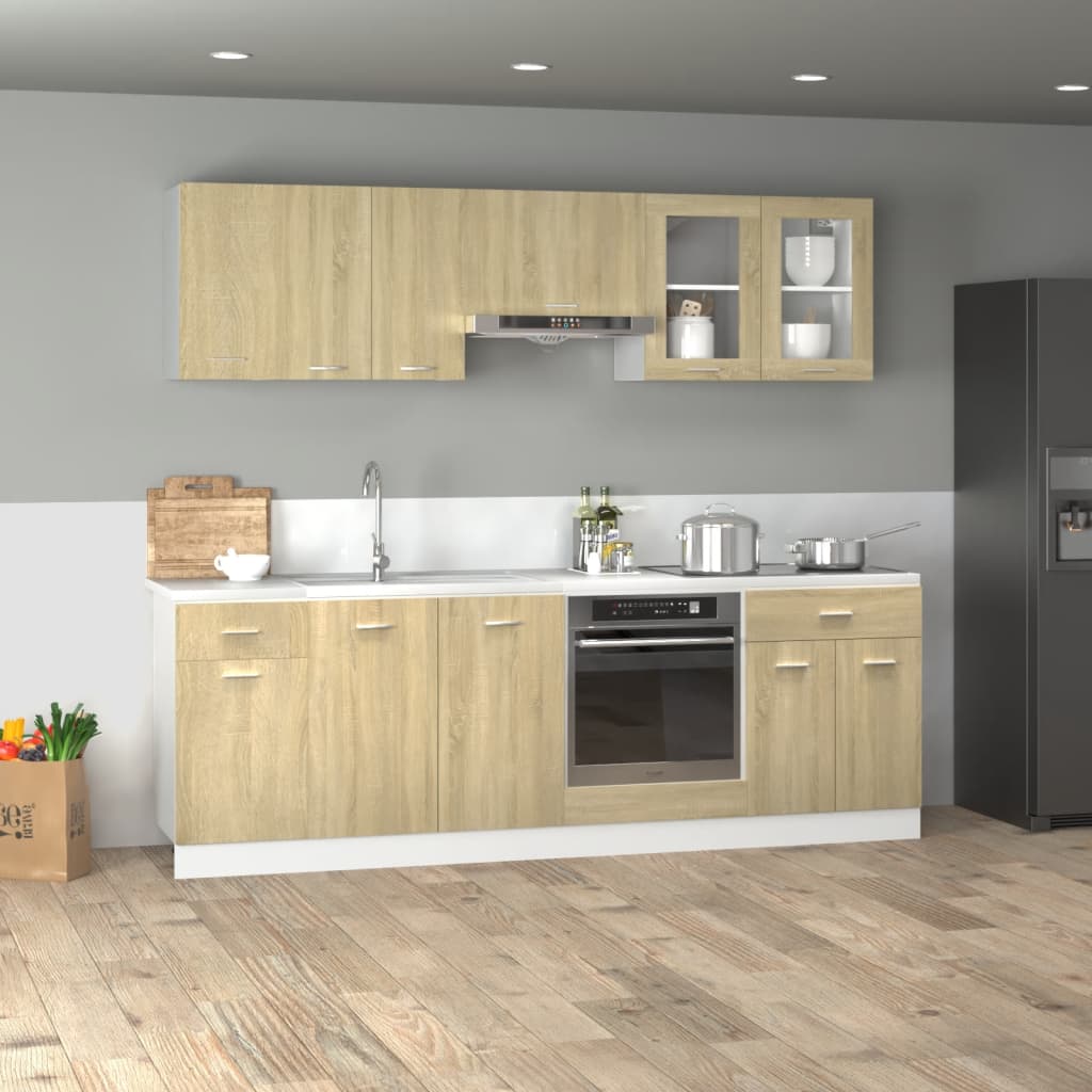 Set Mobili da Cucina 8pz Rovere Sonoma in Truciolato 3307656