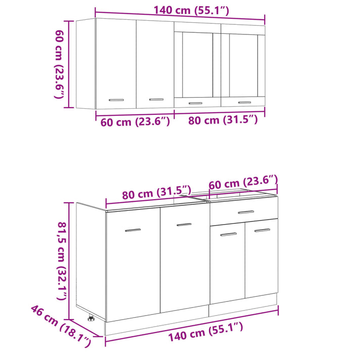 Set di Mobili Porta TV 4 pz Rovere Sonoma in Truciolato 3307657