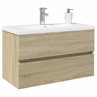 Set Mobili da Bagno 2 pz in Ceramica e Legno Multistrato 3307659