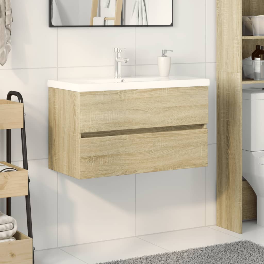 Set Mobili da Bagno 2 pz in Ceramica e Legno Multistrato 3307659