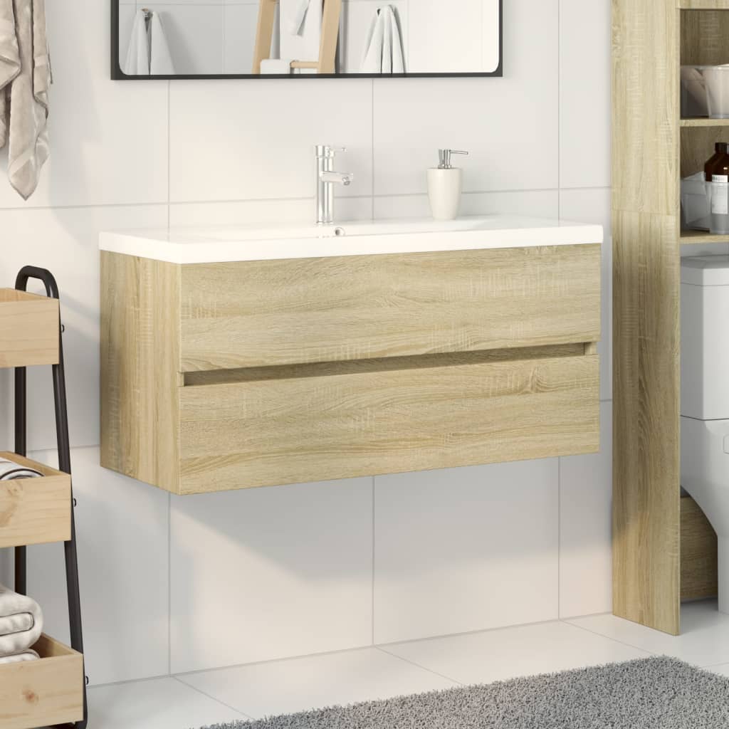 Set Mobili da Bagno 2 pz in Ceramica e Legno Multistrato 3307661