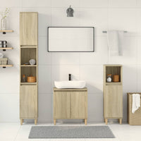 Set Mobili da Bagno 3 pz Rovere Sonoma in Legno Multistrato 3307670