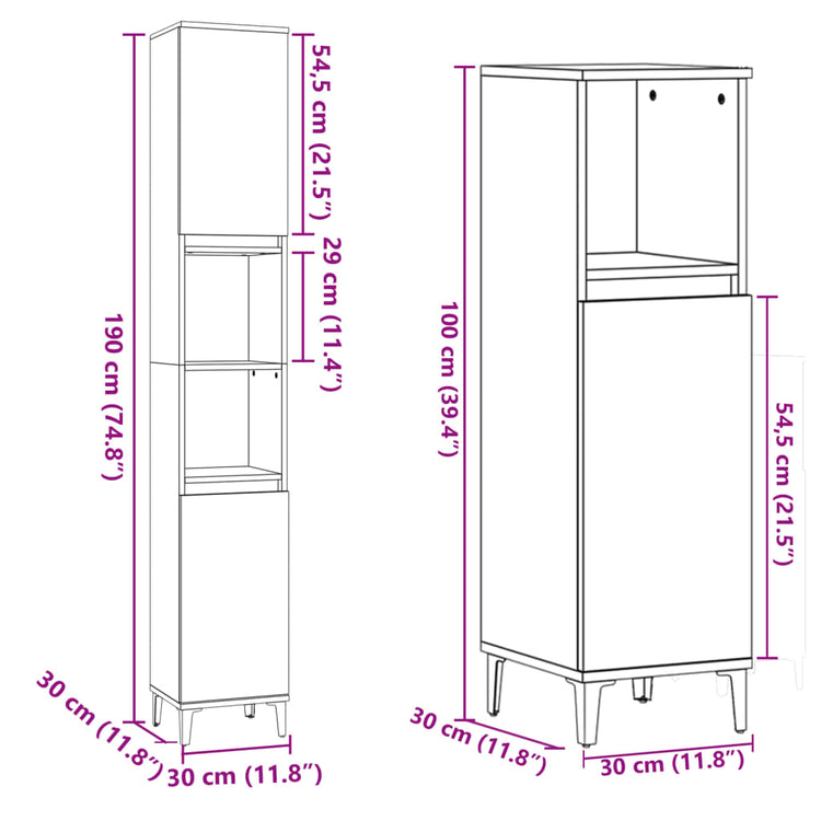 Set Mobili da Bagno 3 pz Rovere Sonoma in Legno Multistrato 3307672