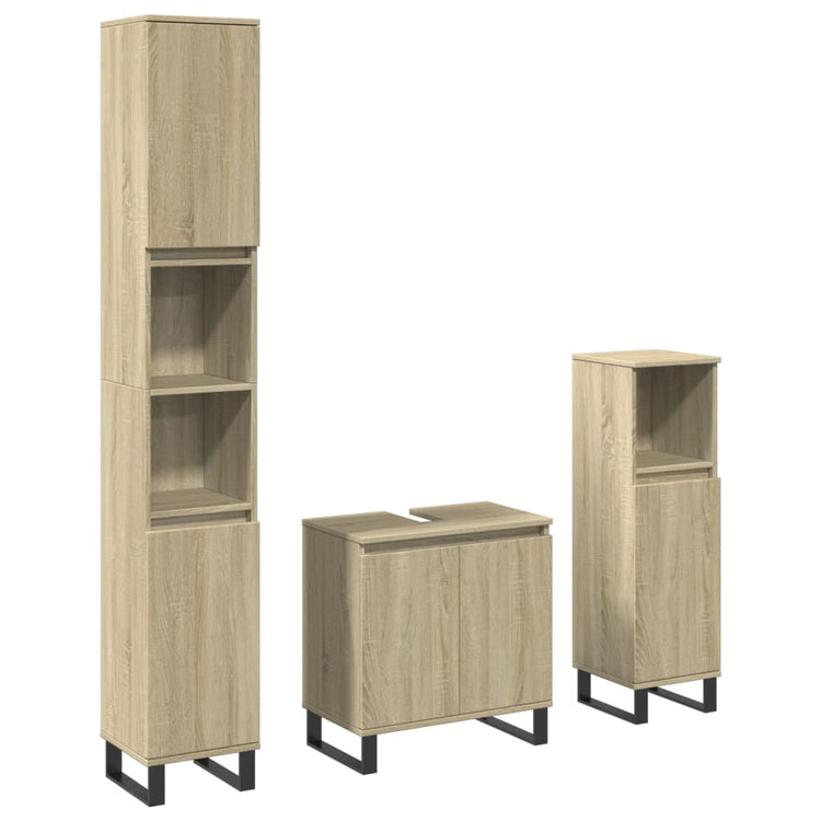 Set Mobili da Bagno 3 pz Rovere Sonoma in Legno Multistrato 3307675