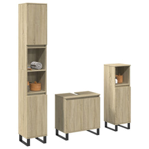 Set Mobili da Bagno 3 pz Rovere Sonoma in Legno Multistrato 3307675