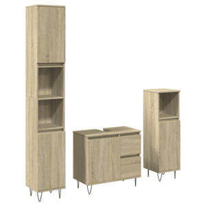 Set Mobili da Bagno 3 pz Rovere Sonoma in Legno Multistrato 3307677