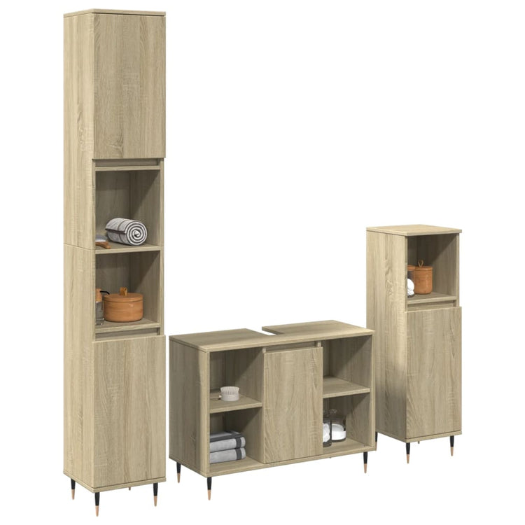 Set Mobili da Bagno 3 pz Rovere Sonoma in Legno Multistrato 3307679