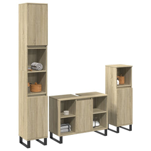 Set Mobili da Bagno 3 pz Rovere Sonoma in Legno Multistrato 3307681