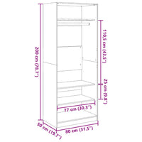 Armadio Bianco 80x50x200 cm in Legno Multistrato 3307693