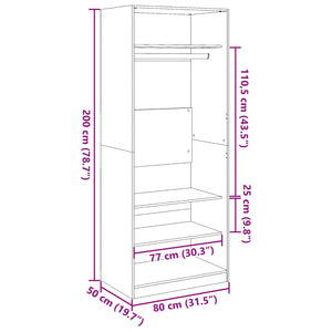 Armadio Bianco 80x50x200 cm in Legno Multistrato 3307693