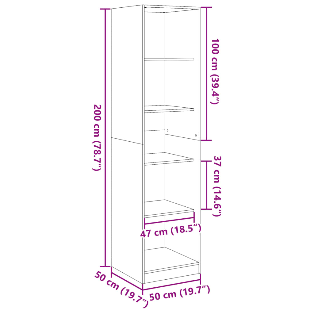 Armadio Nero 50x50x200 cm in Legno Multistrato 3307712