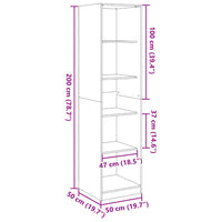 Armadio Nero 50x50x200 cm in Legno Multistrato 3307712