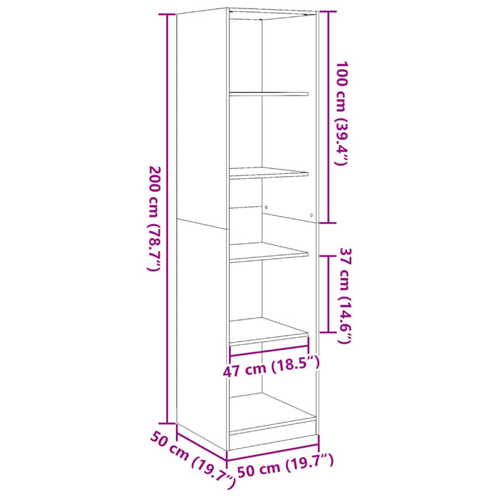 Armadio Nero 50x50x200 cm in Legno Multistrato 3307712