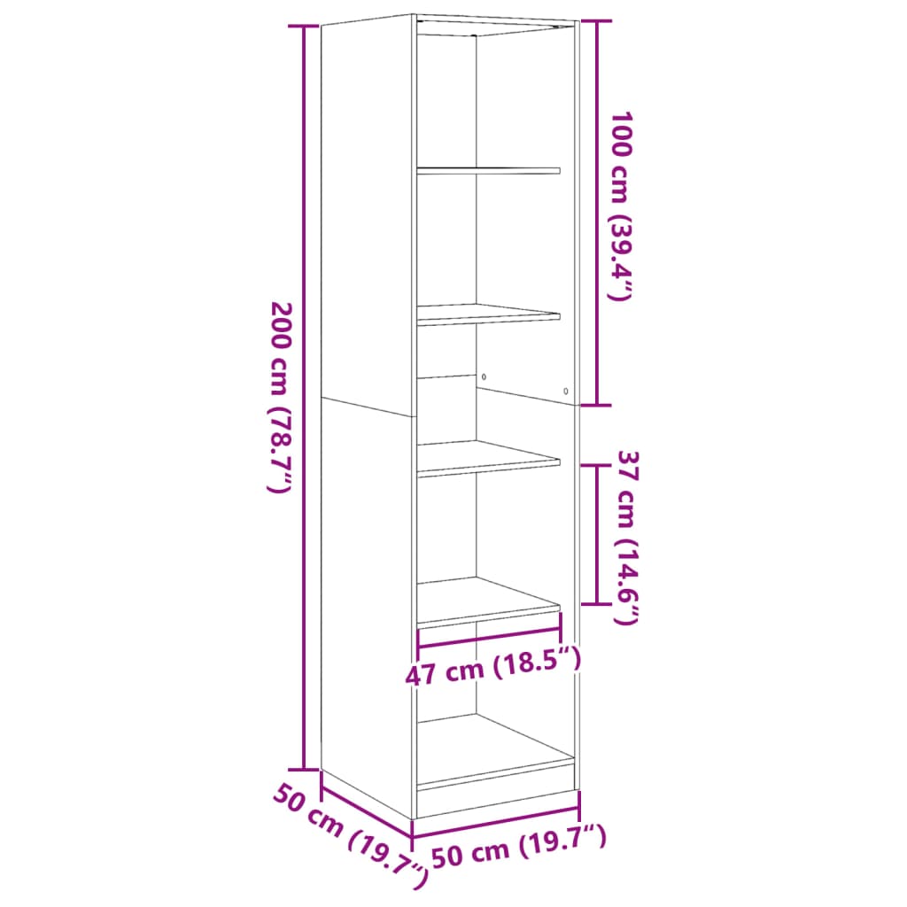 Armadio Grigio Cemento 50x50x200 cm in Legno Multistrato 3307714