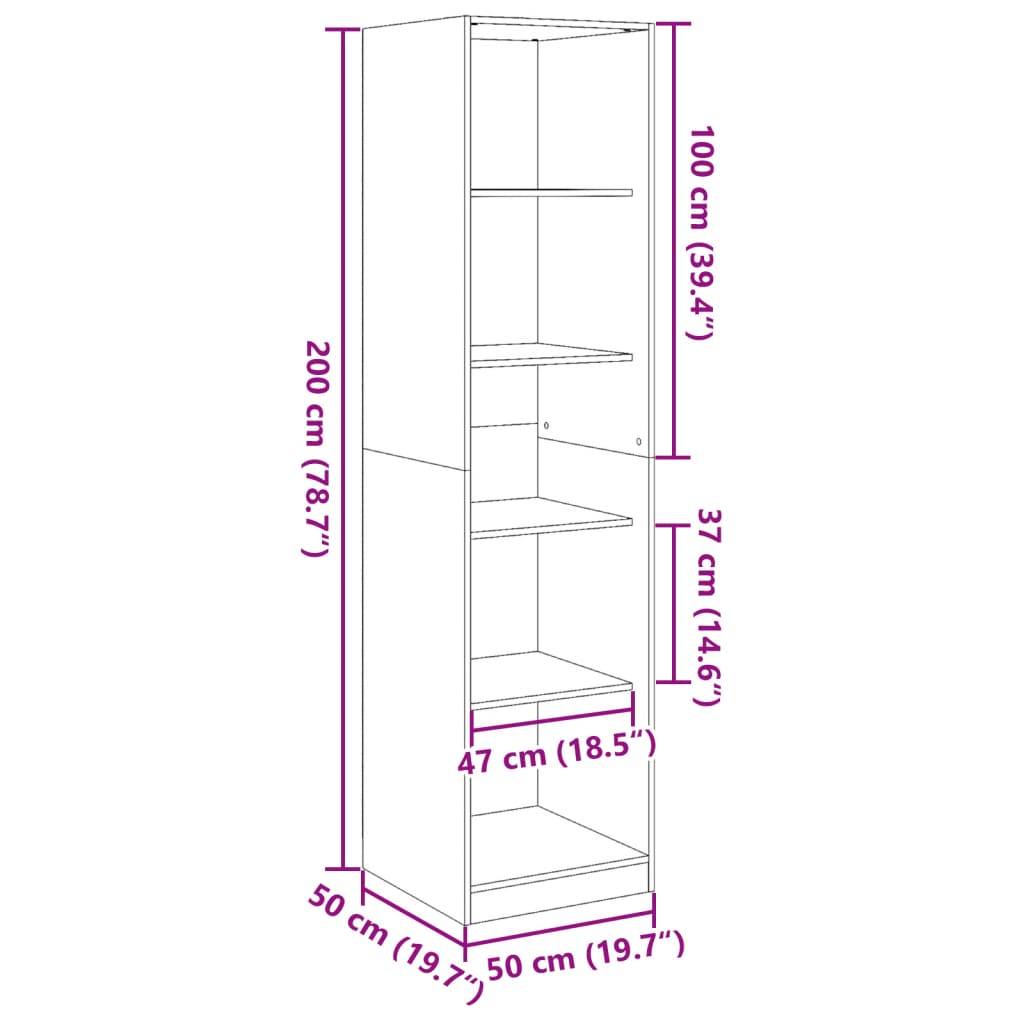 Armadio Legno Antico 50x50x200 cm in Legno Multistrato 3307718