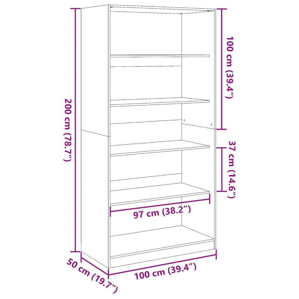 Armadio Legno Antico 100x50x200 cm in Legno Multistrato 3307736