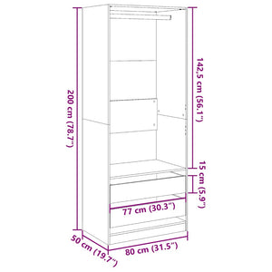 Armadio Legno Antico 80x50x200 cm in Legno Multistrato 3307754