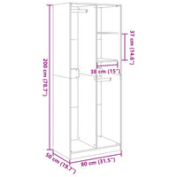 Armadio Bianco 80x50x200 cm in Legno Multistrato 3307756