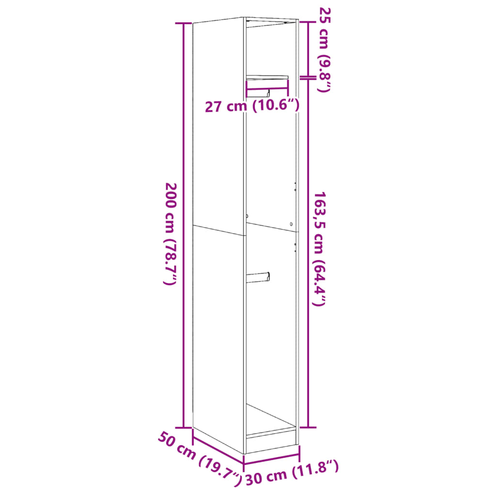 Armadio Bianco 30x50x200 cm in Legno Multistrato 3307774