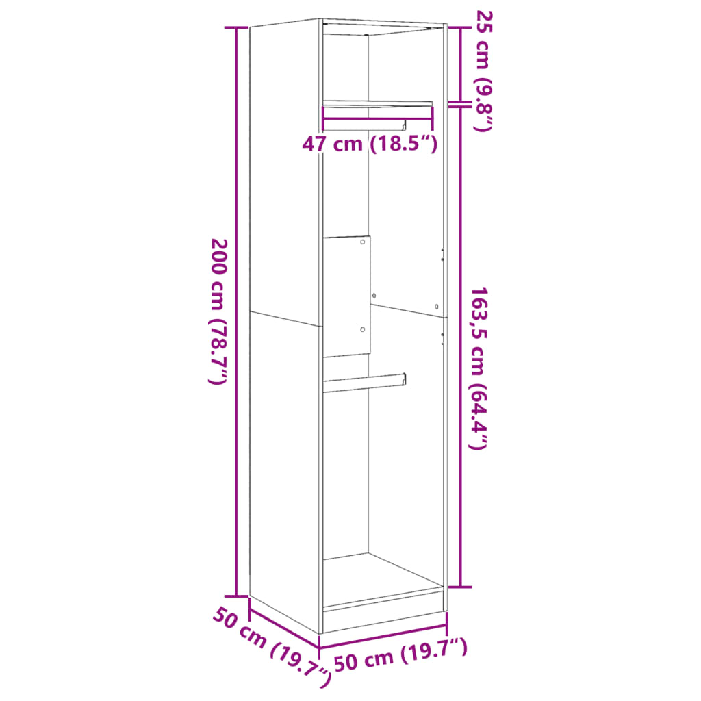 Armadio Bianco 50x50x200 cm in Legno Multistrato 3307783