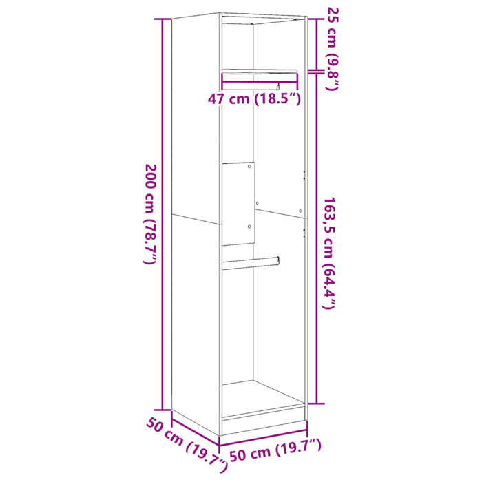 Armadio Bianco 50x50x200 cm in Legno Multistrato 3307783