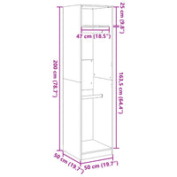 Armadio Grigio Cemento 50x50x200 cm in Legno Multistrato 3307786