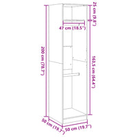 Armadio Grigio Sonoma 50x50x200 cm in Legno Multistrato 3307788