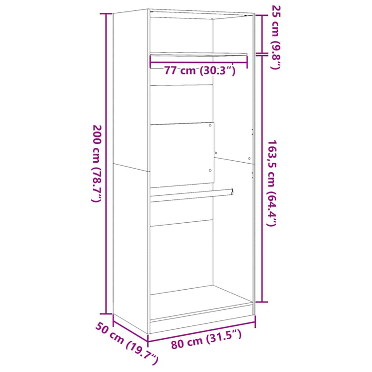 Armadio Bianco 80x50x200 cm in Legno Multistrato 3307792