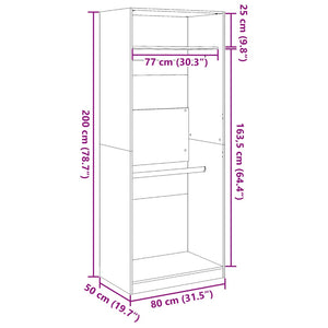 Armadio Grigio Cemento 80x50x200 cm in Legno Multistrato 3307795