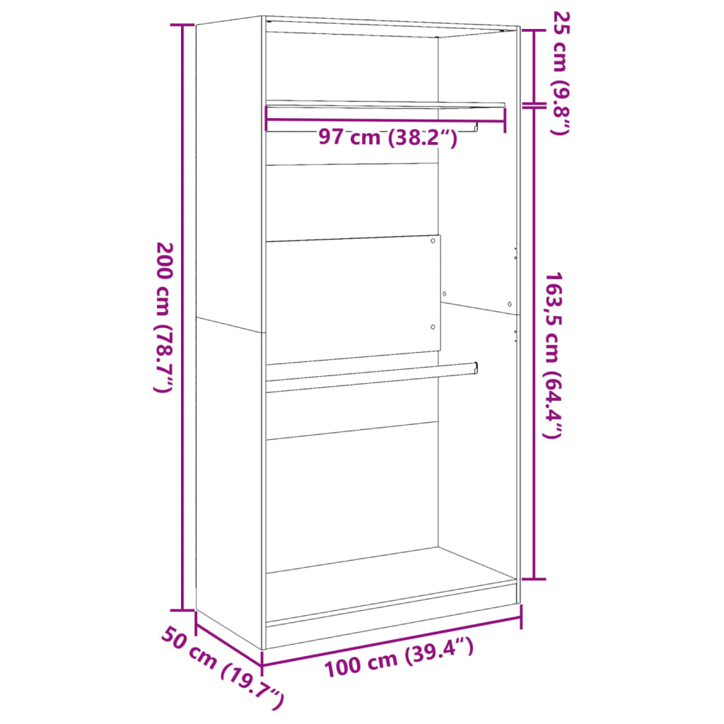 Armadio Bianco 100x50x200 cm in Legno Multistrato 3307801