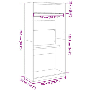 Armadio Grigio Cemento 100x50x200 cm in Legno Multistrato 3307804