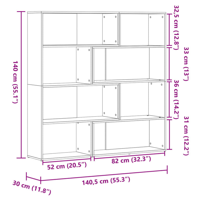 Libreria Angolare 4Ripiani Nera 85x85x140 cm Legno Multistrato 3307811