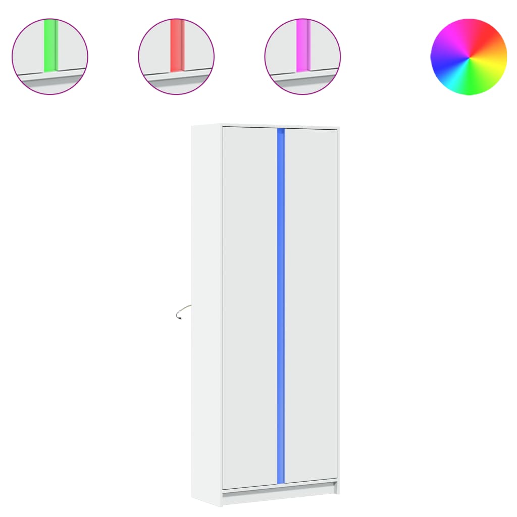 Credenza con LED Bianca 74x32,5x200 cm in Truciolato 3307891