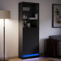 Credenza con LED Nera 69x32,5x200 cm in Truciolato 3307906