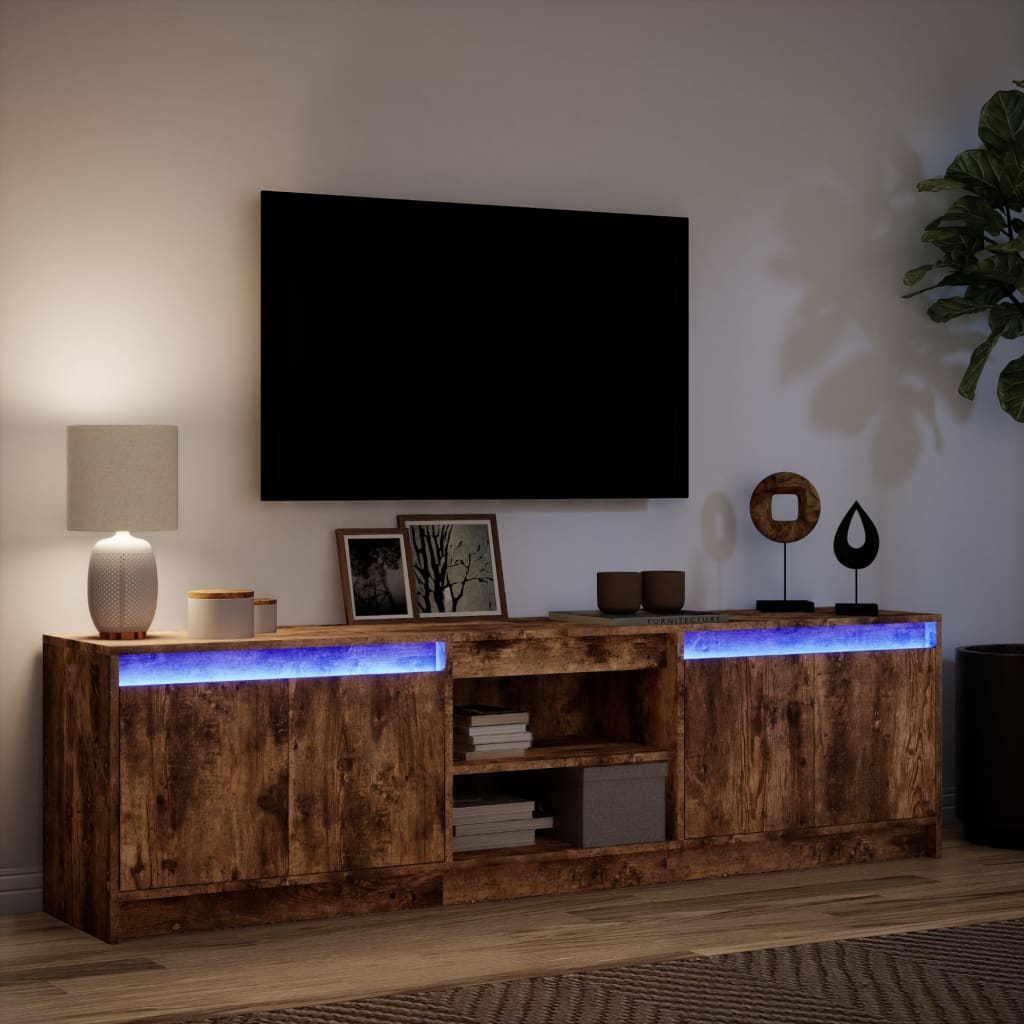 Mobile Porta TV con LED Rovere Fumo 180x34x50cm in Truciolato 3307916