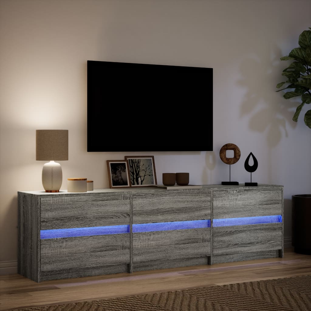 Mobile Porta TV con LED Grigio Sonoma 180x34x50cm in Truciolato 3307931