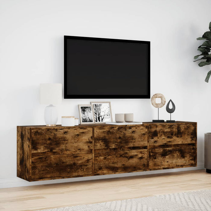 Mobile TV a Parete con LED Rovere Fumo 180x31x45 cm 3307937