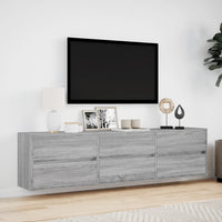 Mobile TV a Parete con LED Grigio Sonoma 180x31x45 cm 3307938