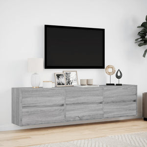 Mobile TV a Parete con LED Grigio Sonoma 180x31x45 cm 3307938