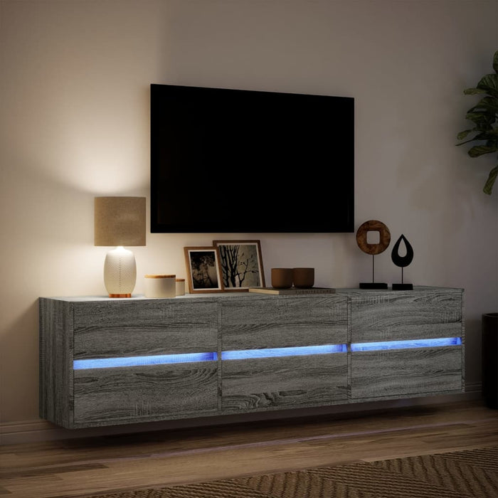 Mobile TV a Parete con LED Grigio Sonoma 180x31x45 cm 3307938