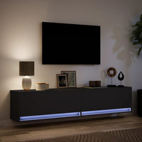 Mobile TV a Parete con LED Nero 180x31x38 cm 3307948