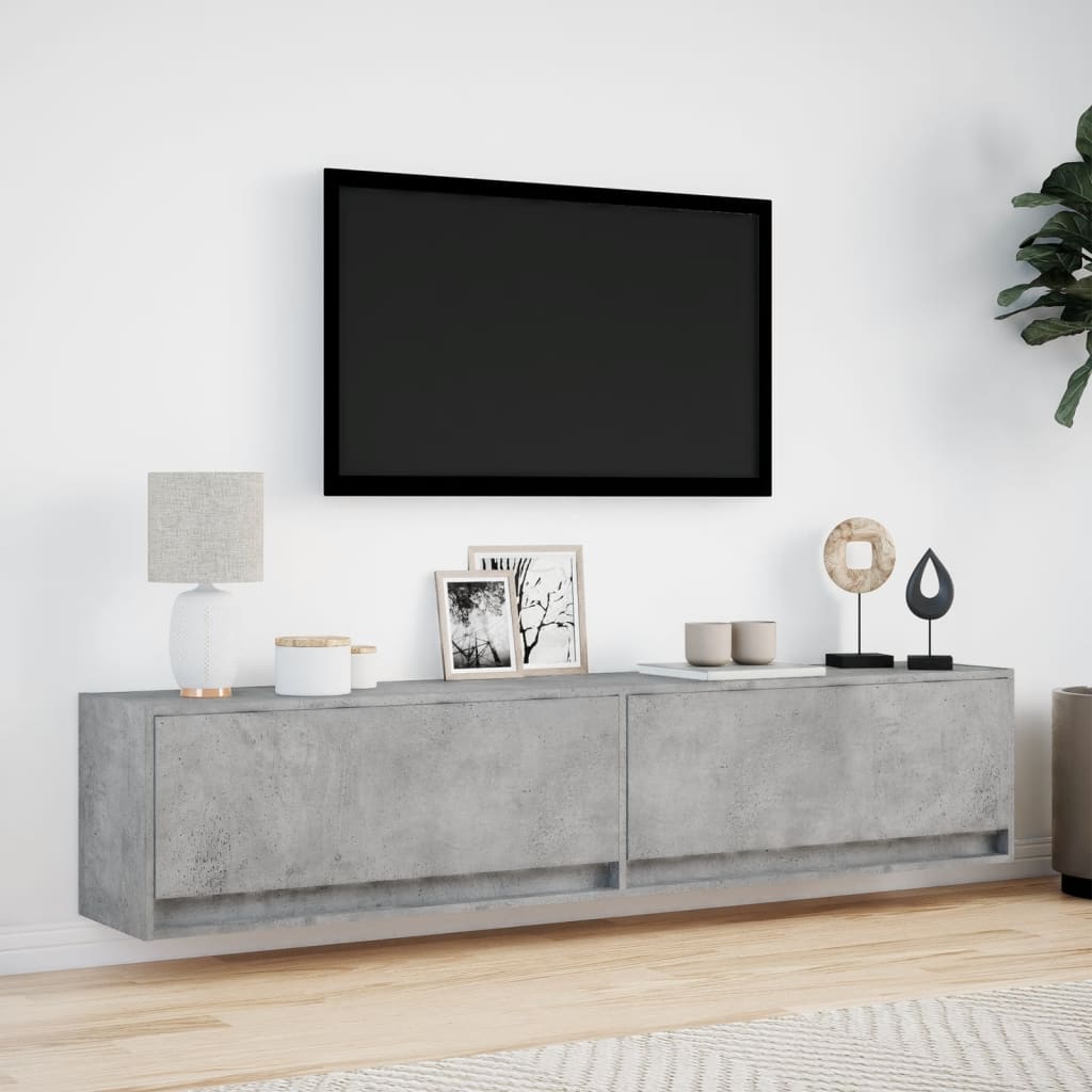 Mobile TV a Parete con LED Grigio Cemento 180x31x38 cm 3307950